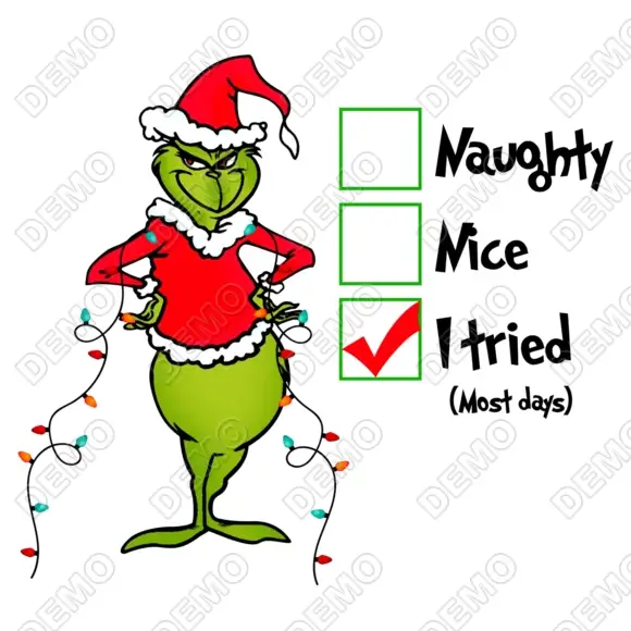 Christmas Grinch T Shirt Heat Iron on Transfer Decal #4 Christmas Grinch T Shirt Heat Iron on Transfer Decal #4