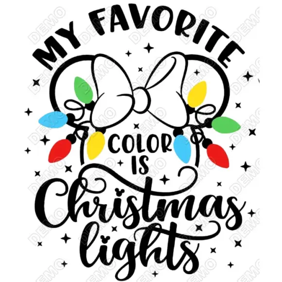 Christmas Lights Minnie Mouse T Shirt Heat Iron on Transfer Decal Christmas Lights Minnie Mouse T Shirt Heat Iron on Transfer Decal