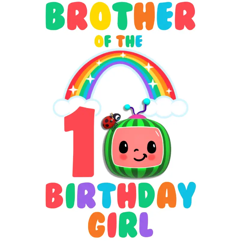 Cocomelon Rainbow Birthday  Family Member  Custom  T Shirt Iron on Transfer