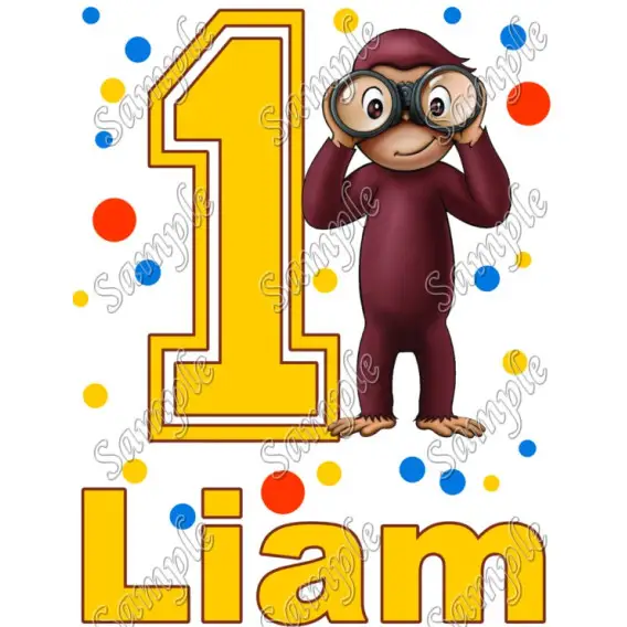 Curious George Birthday ,Personalized Custom , Shirt Iron on Transfer Decal #4 Curious George Birthday ,Personalized Custom , Shirt Iron on Transfer Decal #4