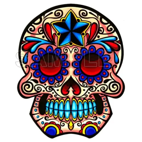 Day of the Dead  Día de Muertos Skull T Shirt Iron on Transfer Decal #7