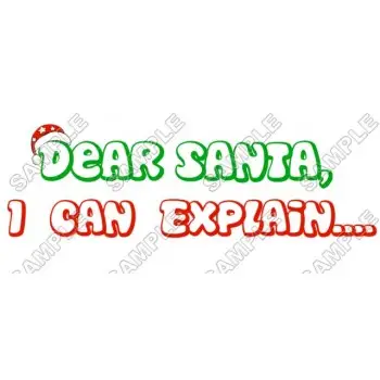 Dear santa,  I can Explain  Christmas T Shirt Iron on Transfer Decal #64