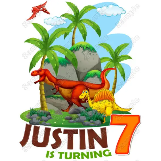 Dinosaur  Birthday  Personalized  Custom  T Shirt Iron on Transfer Decal #7