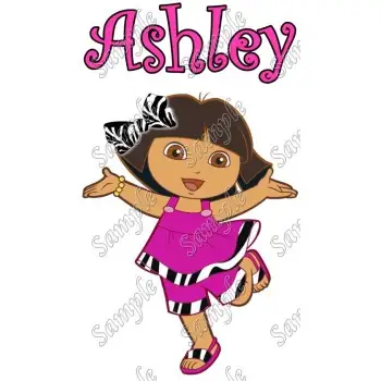 Dora Zebra Birthday  Personalized  Custom  T Shirt Iron on Transfer Decal #1