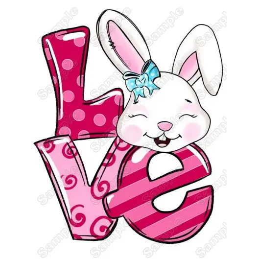Love Bunny Heat Iron on Transfer Decal Love Bunny Heat Iron on Transfer Decal