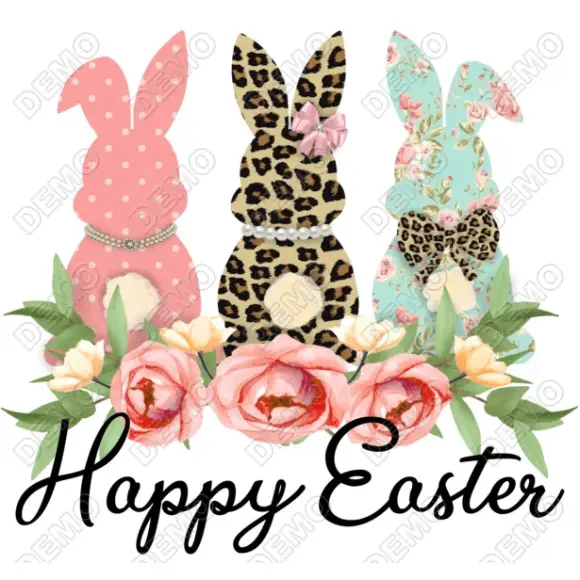 Happy Easter Bunnies T Shirt Heat Iron on Transfer Decal Happy Easter Bunnies T Shirt Heat Iron on Transfer Decal