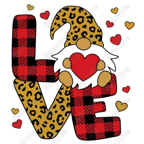 Love Gnome T Shirt Heat Iron on Transfer Decal Love Gnome T Shirt Heat Iron on Transfer Decal