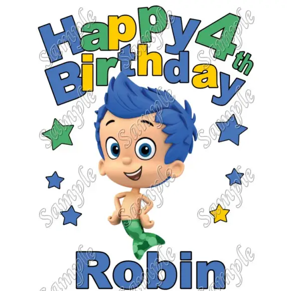 Happy Birthday Bubble Guppies Gil Personalized Custom T Shirt Iron on Transfer Decal #2 Happy Birthday Bubble Guppies Gil Personalized Custom T Shirt Iron on Transfer Decal #2