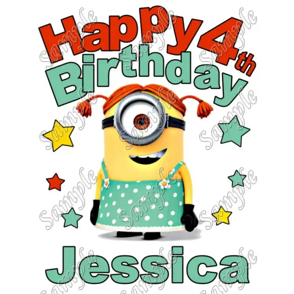 Happy Birthday Minion Girl Despicable Me Personalized Custom T Shirt Iron on Transfer Decal #5 Happy Birthday Minion Girl Despicable Me Personalized Custom T Shirt Iron on Transfer Decal #5