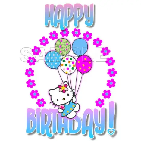 Hello Kitty  Happy Birthday  T Shirt Iron on Transfer Decal #33