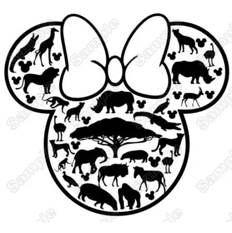 Disney  Animal Kingdom  Minnie  Mouse head Iron On Transfer Vinyl HTV