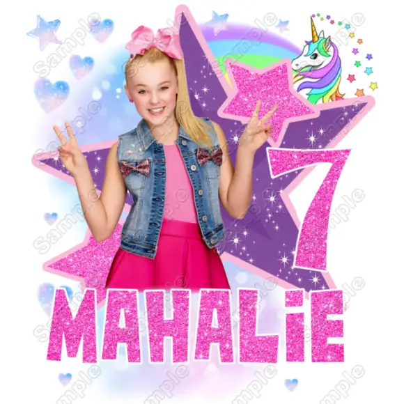 JOJO SIWA  Personalized  Birthday Custom T Shirt Iron on Transfer