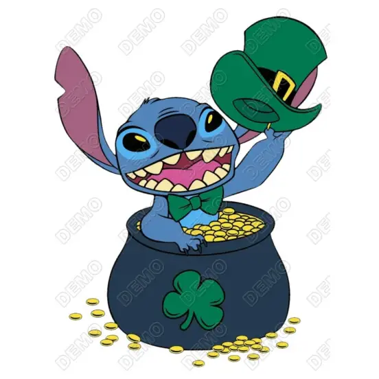 Lilo & Stitch St. Patricks  Lucky   T Shirt Heat Iron on Transfer #2