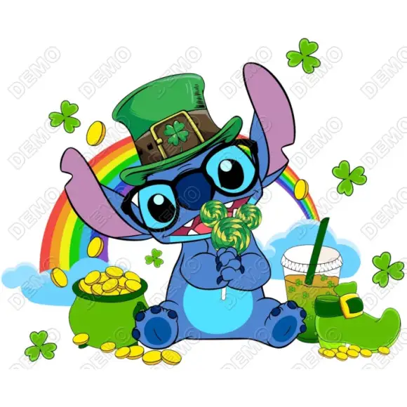Lilo & Stitch St. Patricks Lucky T Shirt Heat Iron on Transfer #1 Lilo & Stitch St. Patricks Lucky T Shirt Heat Iron on Transfer #1