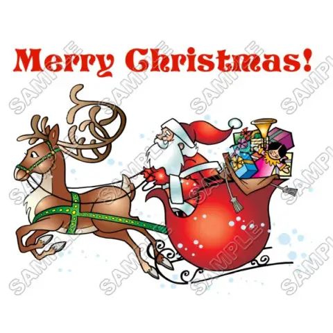 Merry Christmas Santa Sleigh T Shirt Iron on Transfer Decal #73 Merry Christmas Santa Sleigh T Shirt Iron on Transfer Decal #73