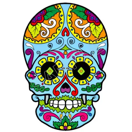 Mexican Sugar Skull T Shirt Iron on Transfer Decal #29 Mexican Sugar Skull T Shirt Iron on Transfer Decal #29