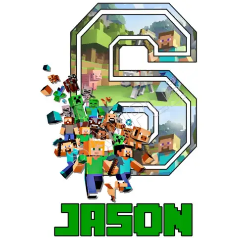 Minecraft Birthday Personalized Custom T Shirt Iron on Transfer Decal #1 Minecraft Birthday Personalized Custom T Shirt Iron on Transfer Decal #1