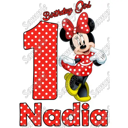 Minnie Mouse Red Birthday Personalized T Shirt Iron on Transfer #18 Minnie Mouse Red Birthday Personalized T Shirt Iron on Transfer #18