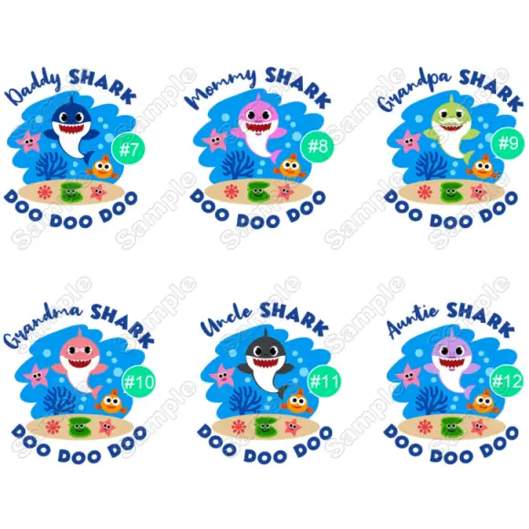 Baby Shark Family Member Custom T Shirt Iron on Transfer Baby Shark Family Member Custom T Shirt Iron on Transfer