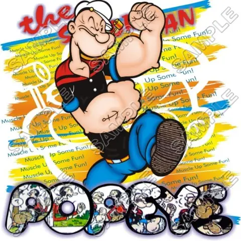 Popeye T Shirt Iron on Transfer Decal #2 Popeye T Shirt Iron on Transfer Decal #2