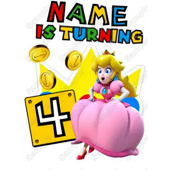 Princess Peach  Mario Birthday  Personalized  Custom  T Shirt Iron on Transfer Decal #2