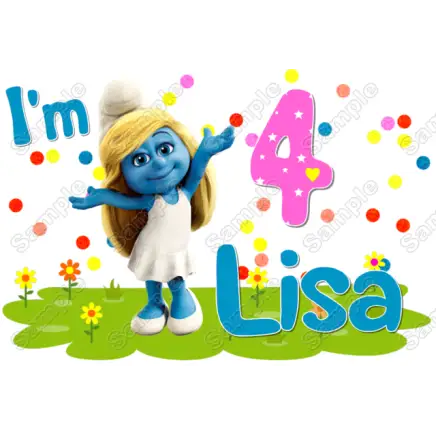Smurfette Smurfs Birthday Personalized T shirt Iron On Transfer #1 Smurfette Smurfs Birthday Personalized T shirt Iron On Transfer #1