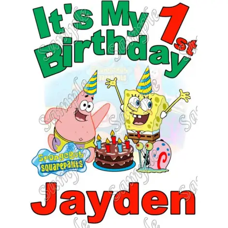 SpongeBob Birthday Personalized Custom T Shirt Iron on Transfer Decal #6 SpongeBob Birthday Personalized Custom T Shirt Iron on Transfer Decal #6