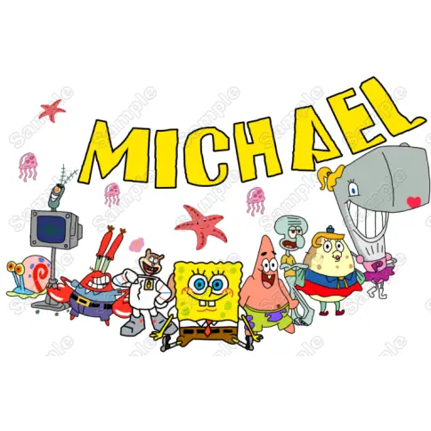 SpongeBob Personalized Custom T Shirt Iron on Transfer SpongeBob Personalized Custom T Shirt Iron on Transfer