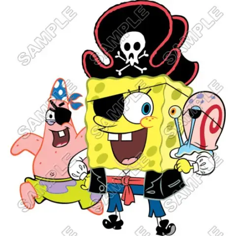 SpongeBob Pirate T Shirt Iron on Transfer Decal #7 SpongeBob Pirate T Shirt Iron on Transfer Decal #7