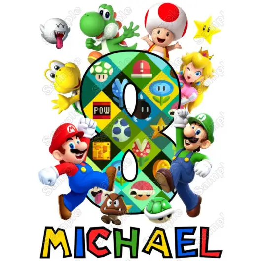 Super Mario Luigi  Birthday Custom  T Shirt Iron on Transfer Decal #90