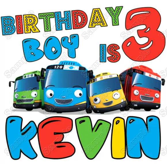 Tayo Little Bus Birthday Party  Personalized  T Shirt Iron on Transfer #1