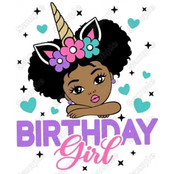Unicorn Birthday Girl  Heat  Iron on Transfer  Decal 