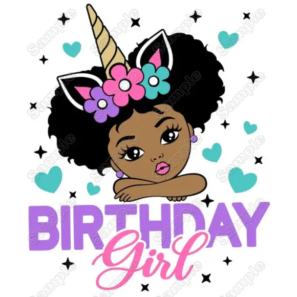 Unicorn Birthday Girl Heat Iron on Transfer Decal Unicorn Birthday Girl Heat Iron on Transfer Decal