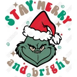  Christmas  Grinch  Stay Merry T Shirt Iron on Transfer Decal 