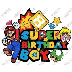 Mario Birthday Boy Personalized  Custom  T Shirt Iron on Transfer 