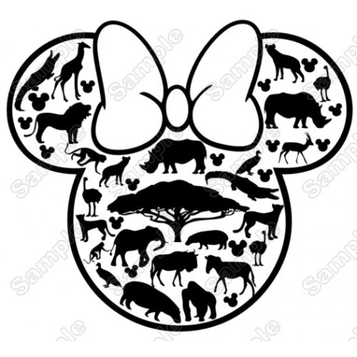 Disney  Animal Kingdom  Minnie  Mouse head Iron On Transfer Vinyl HTV  by www.shopironons.com