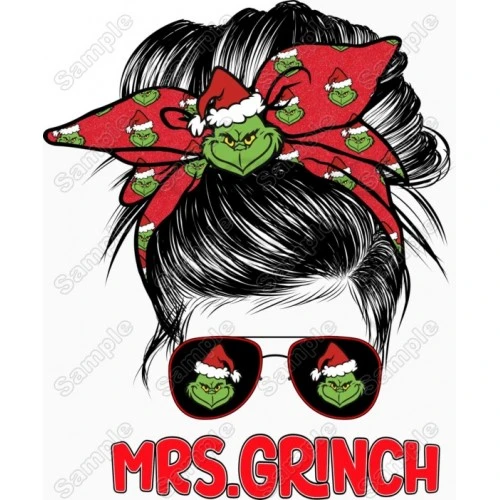 Mrs.Grinch Christmas T Shirt Heat Iron on Transfer Decal by www.shopironons.com