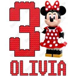 Lego Minnie Mouse  Birthday  Personalized  Custom  T Shirt Iron on Transfer Decal