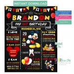 Mickey Mouse Chalkboard Birthday Sign First Birthday  Clubhouse Party  Board Sign Editable PDF (DIGITAL FILE ONLY!)  