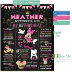 Minnie Mouse First Birthday Party Chalkboard Sign Girl Editable PDF (DIGITAL FILE ONLY!) 