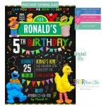 Sesame Street Birthday Party  Invitation  Digital Template   Editable PDF + Free Thank You Card