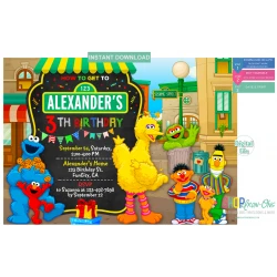Sesame Street Birthday Party Invitation  Instant Download Digital Editable PDF + Free Thank You Card