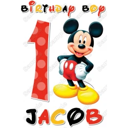 Mickey Mouse  Birthday  Personalized  Custom  T Shirt Iron on Transfer Decal