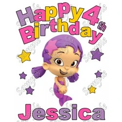 Happy Birthday  Bubble Guppies Oona  Personalized Custom T Shirt Iron on Transfer Decal #1