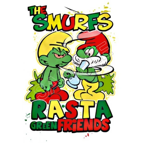  Marijuana Rasta Smurfs  T Shirt Iron on Transfer Decal #3 by www.shopironons.com
