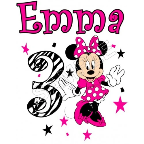  Minnie Mouse Zebra Birthday Personalized Custom T Shirt Iron on Transfer Decal #107 by www.shopironons.com