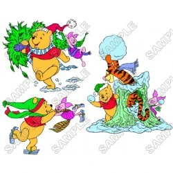 Winnie the Pooh Eeyore Tiger Christmas  T Shirt Iron on Transfer Decal #11