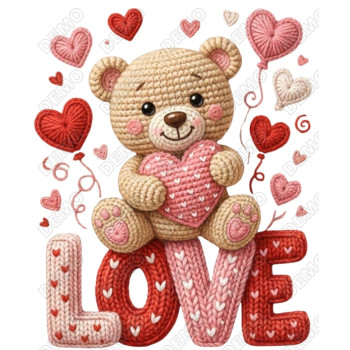 Valentines  Teddy Bear  DTF Iron on Transfer