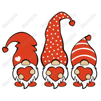 Valentine's Day Gnomes  Heat Iron on Transfer Decal