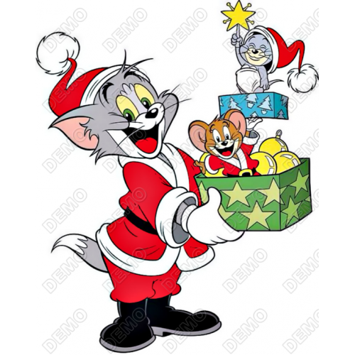  Christmas Tom and Jerry  T Shirt Heat Iron on Transfer Decal     by www.shopironons.com